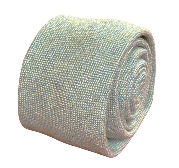 mint pistachio wool tie with  blue flecks